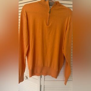 Peter Millar Crown orange cotton and  silk 1/4Zip sweater size M
